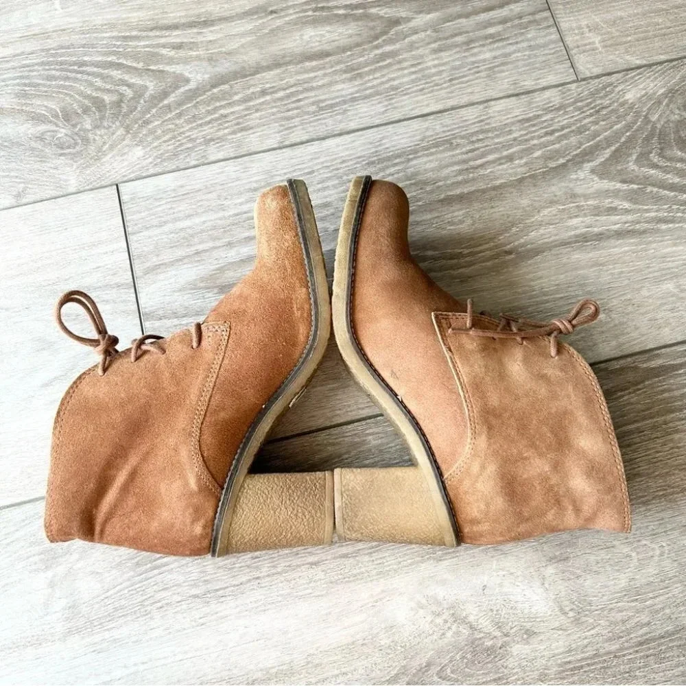 Locale Tan Suede Leather Lace Up Ankle Boots Made in Portugal
